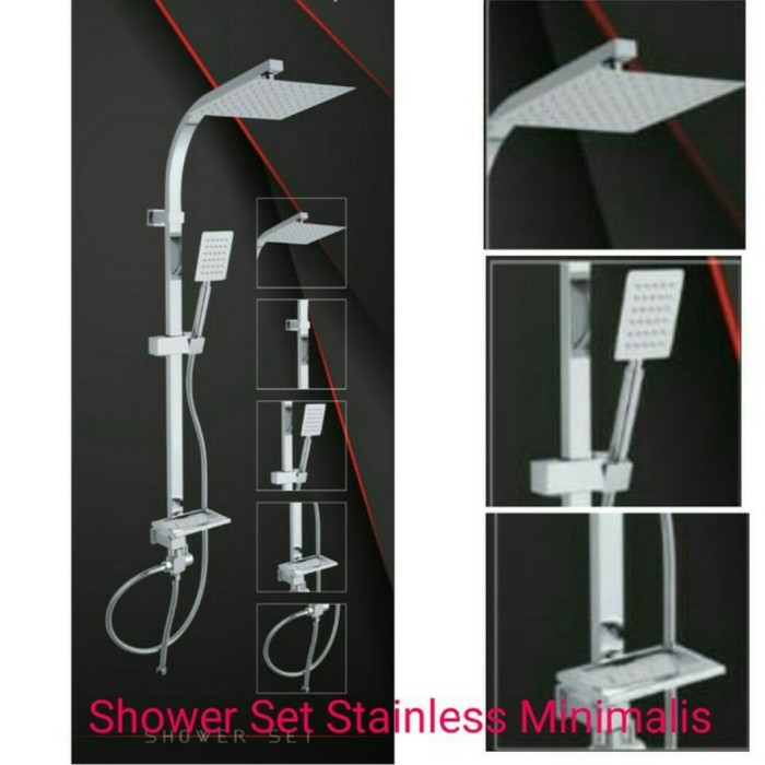 Shower tiang set minimalis plus stop kran