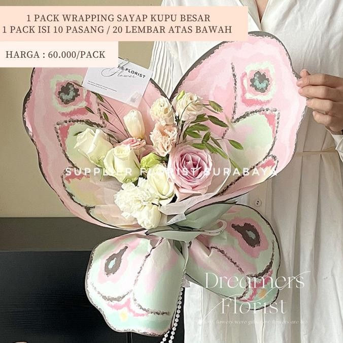 

diskon! [1 pack isi 10 pasang / 20 lembar atas bawah] kertas kupu kupu wrap bunga wrapping bunga butterfly korean style kekinian hits kertas pembungkus bunga florist hits 2024 diy sayap kupu besar 3d wings buket bouquet bunga hologram mariposa