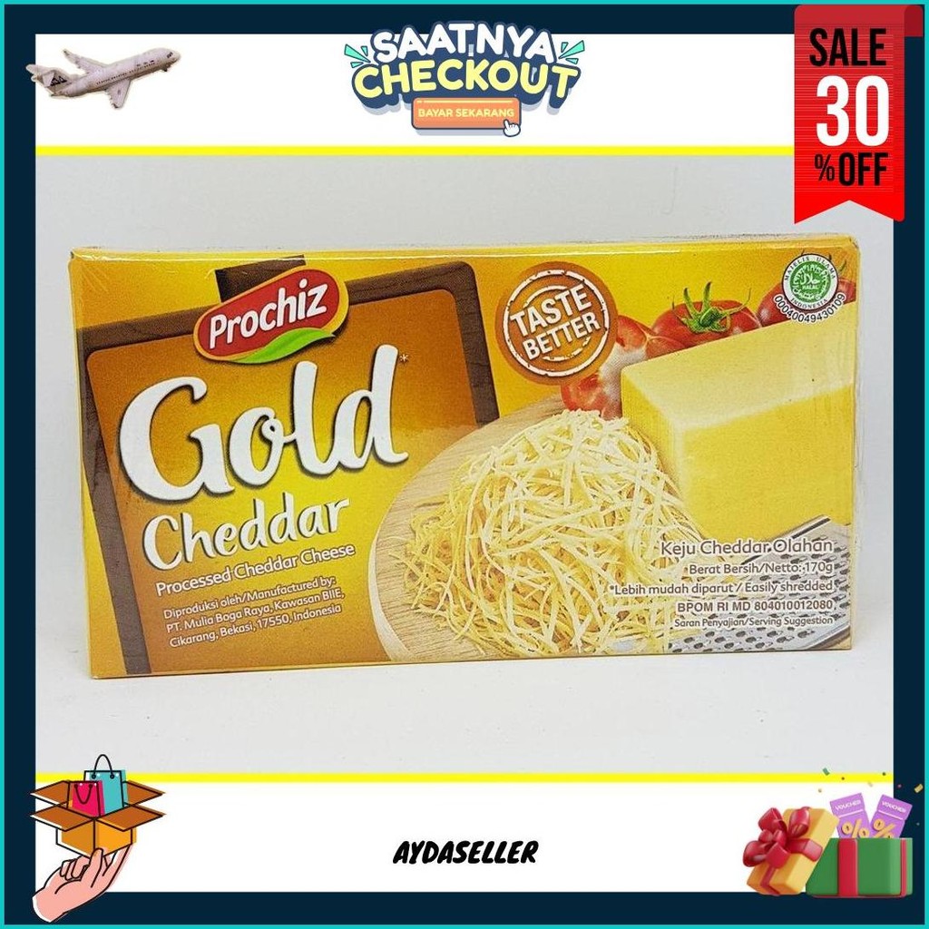 

Keju Prochiz Gold Cheddar 170 Gr Gratis Ongkir