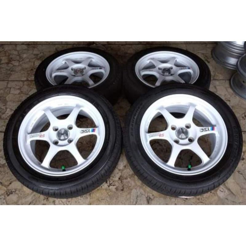 Jual Velg Paketan Ban Mobil Bekas Ssr Ring 15X6 Pcd 4X100+Ban 185 55 R15 Buat Brio Agya Sigra Freed 