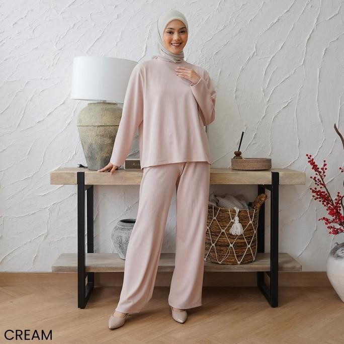 JH Lulu Knit Set Baju Setelan Rajut Celana Panjang Muslim Big Size Jumbo