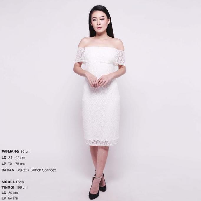 JH VIRGIN LACE DRESS WANITA PESTA PARTY BRUKAT STRETCH BODYCON SABRINA