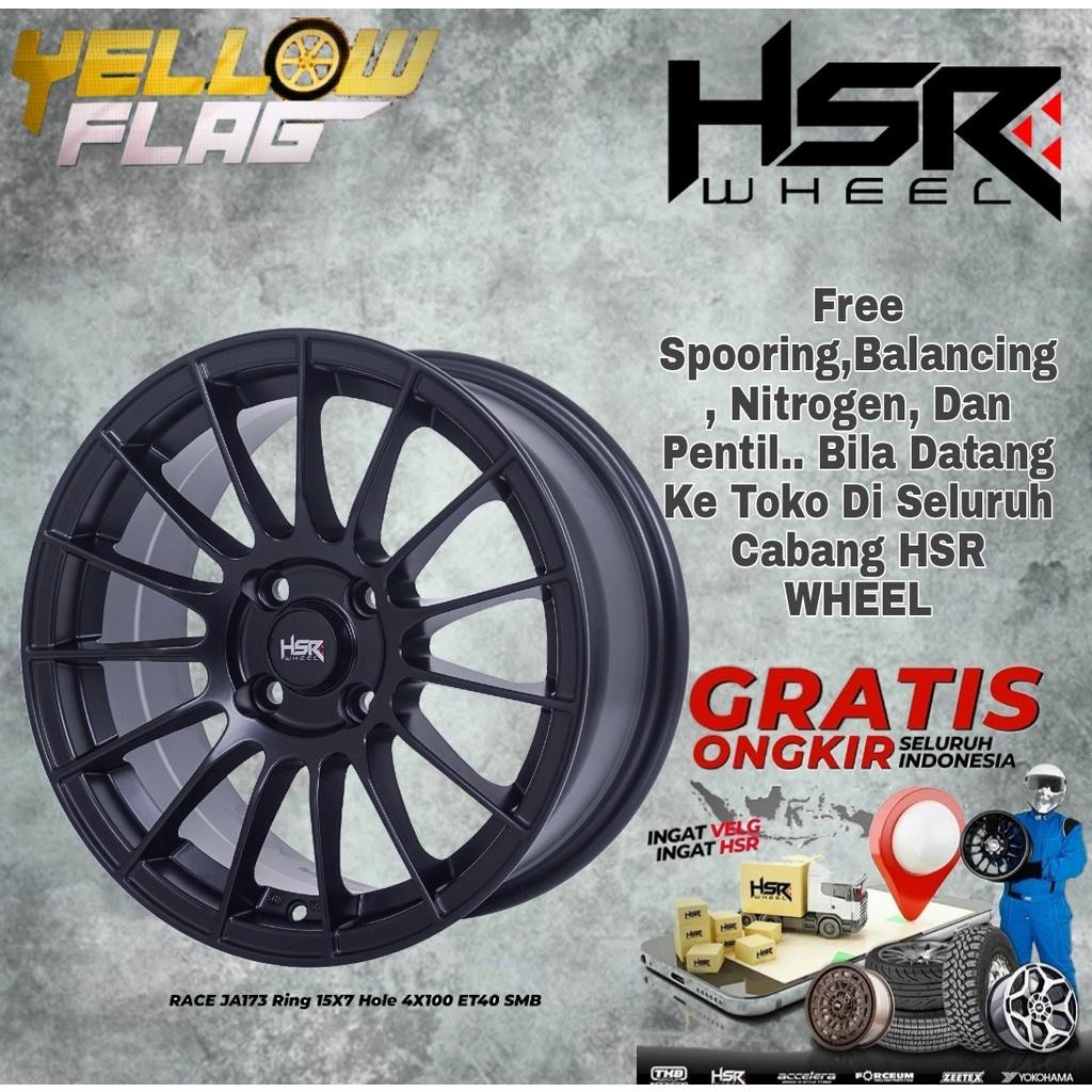 Velg Mobil Hsr Race Ring 15X7 Plus Ban Accelera - Untuk Mobil Brio Calya Mobilio Jazz