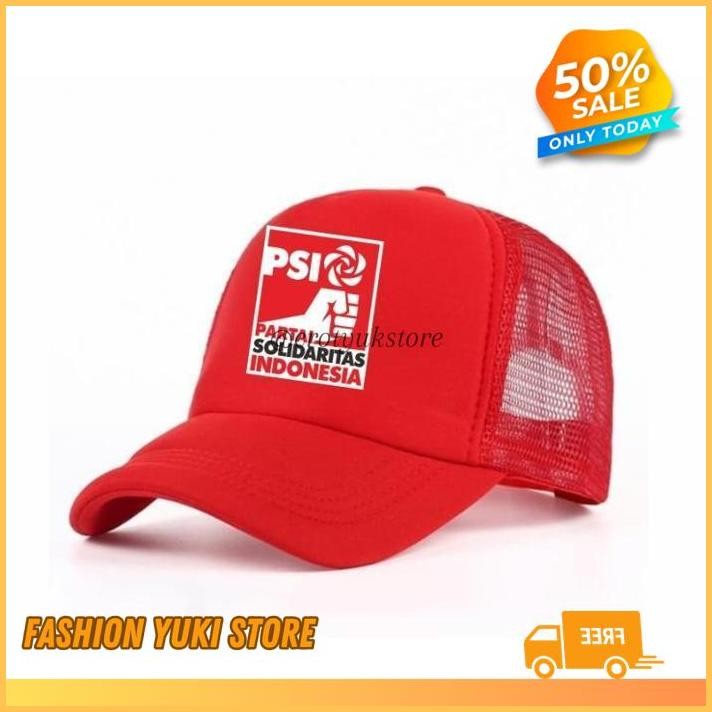 TOPI TRUCKER JARING HAT CAP DISTRO PSI PARTAI SOLIDARITAS INDONESIA POLITIK PEMILU POLOS  CUSTOM PRI