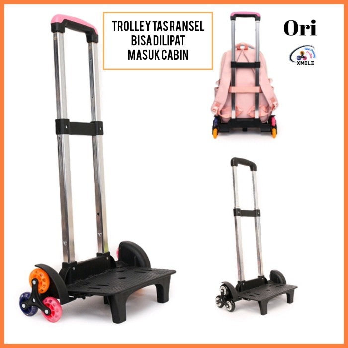 KOMPLIT Trolley Tas Sekolah Multifungsi Troli tas sekolah Trolly Tas ransel Trolley 2 Roda 6 Roda