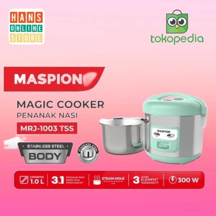 MASPION MRJ-1003 TSS Rice Cooker Pot Stainless Steel 1 Liter - Green