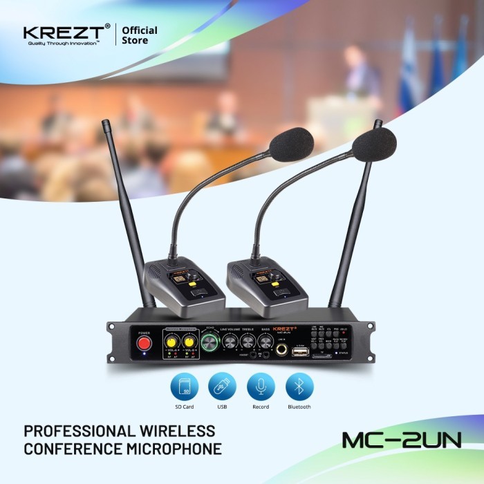 Hilmawanmall - Wireless Conference Microphone Krezt Mc-2Un Mic Conference 2 Mic