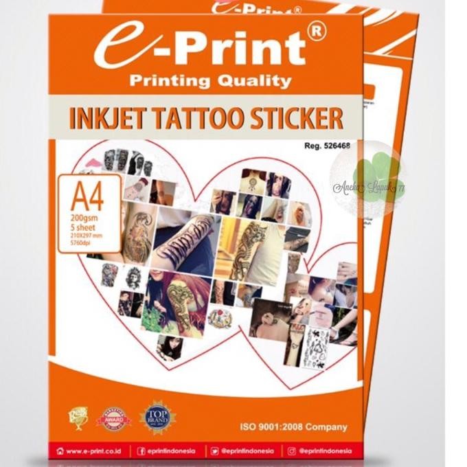 

sale! e-print inkjet tattoo sticker 200 gsm/5 lbr kertas buat tatto sendiri