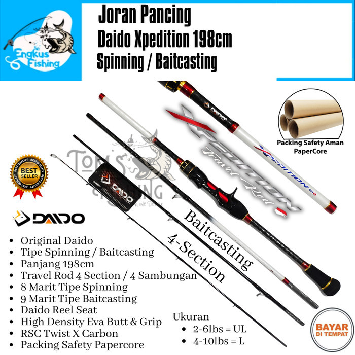 Pancing Set Joran Pancing Ul Daido Xpedition 198Cm 4 Section (Spinning/Baitcasting