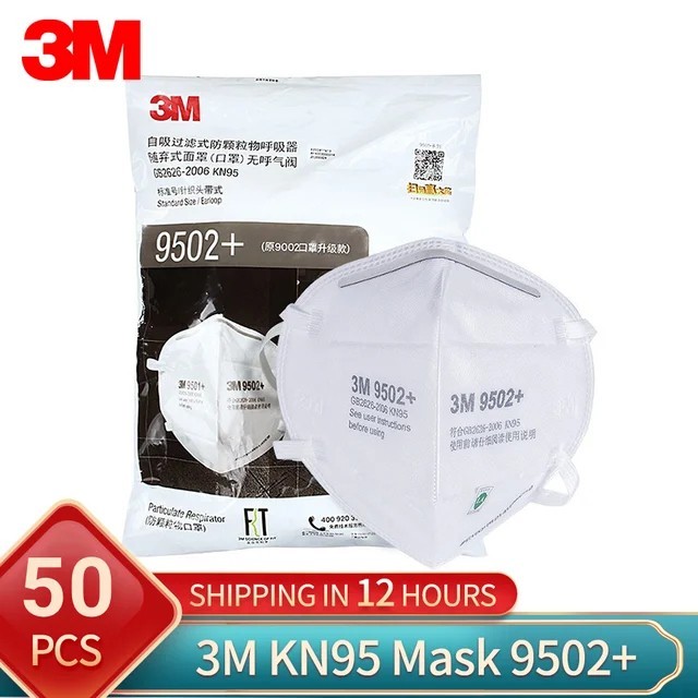 MASKER 3M 9502+ KN95 N95 HEADLOOP IMPORT ORIGINAL 1 BAG 50 PCS