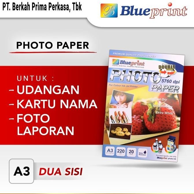 

sale! kertas foto a3 double side photo paper glossy blueprint 220 gsm 20 lbr