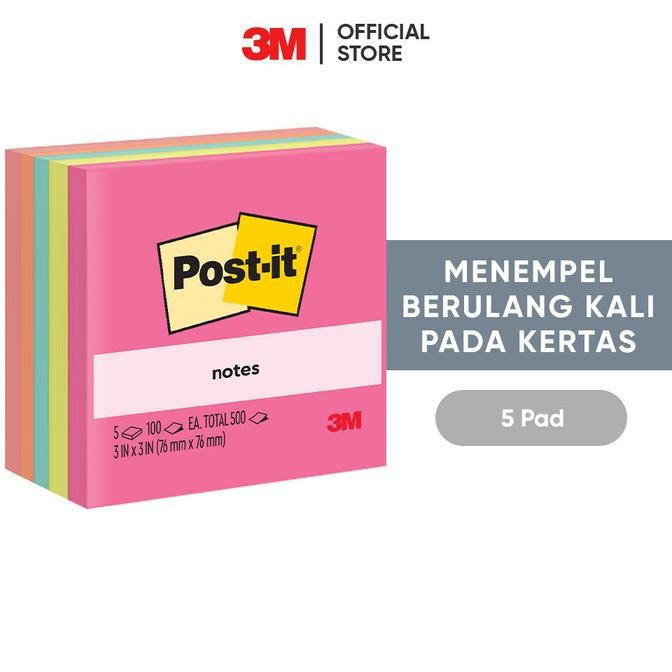 

sale! 3m post-it notes, 654-5an, menempel berulah kali pada kertas, 5 pad