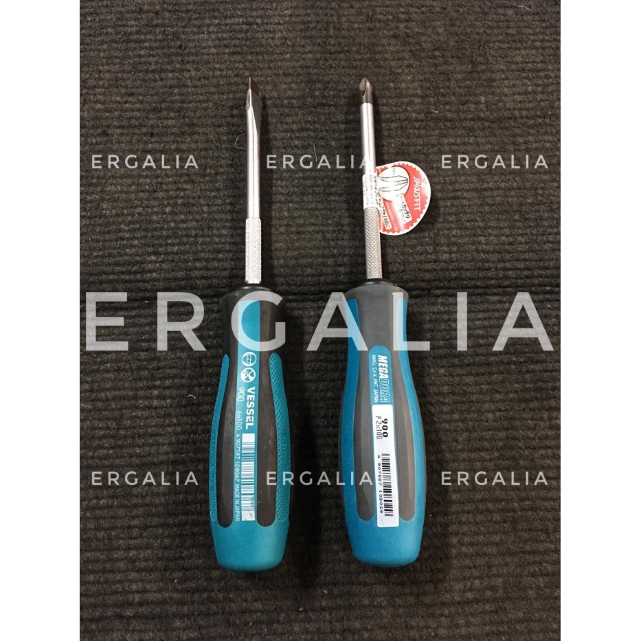 Terlaris VESSEL 900 P2x100 (+) / 6x100 (-) MEGADORA Screwdriver Obeng Ori Japan SALE