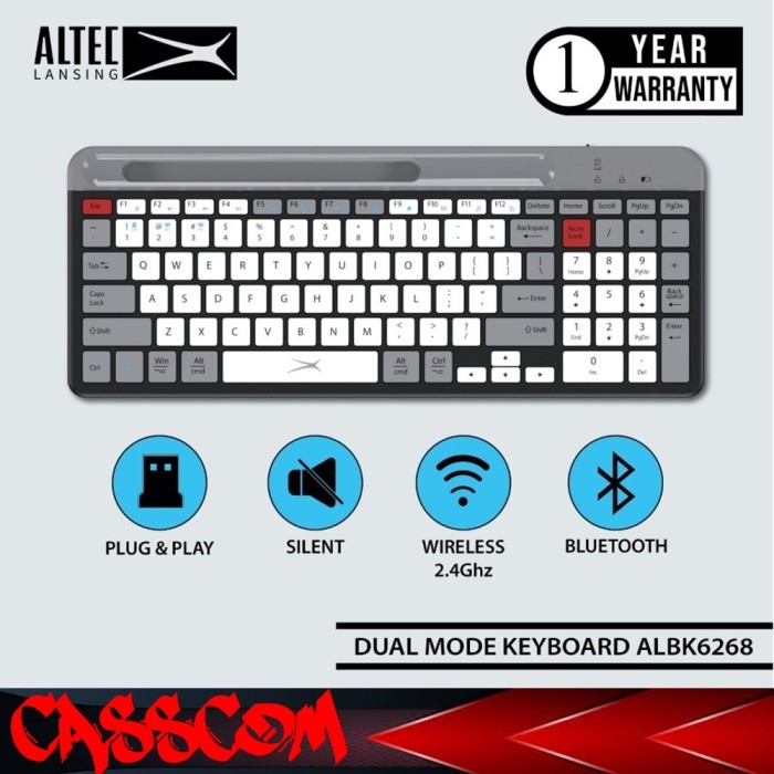 Altec Lansing Keyboard Dual Mode Wireless/Bluetooth ALBK6268 ALBK-6268
