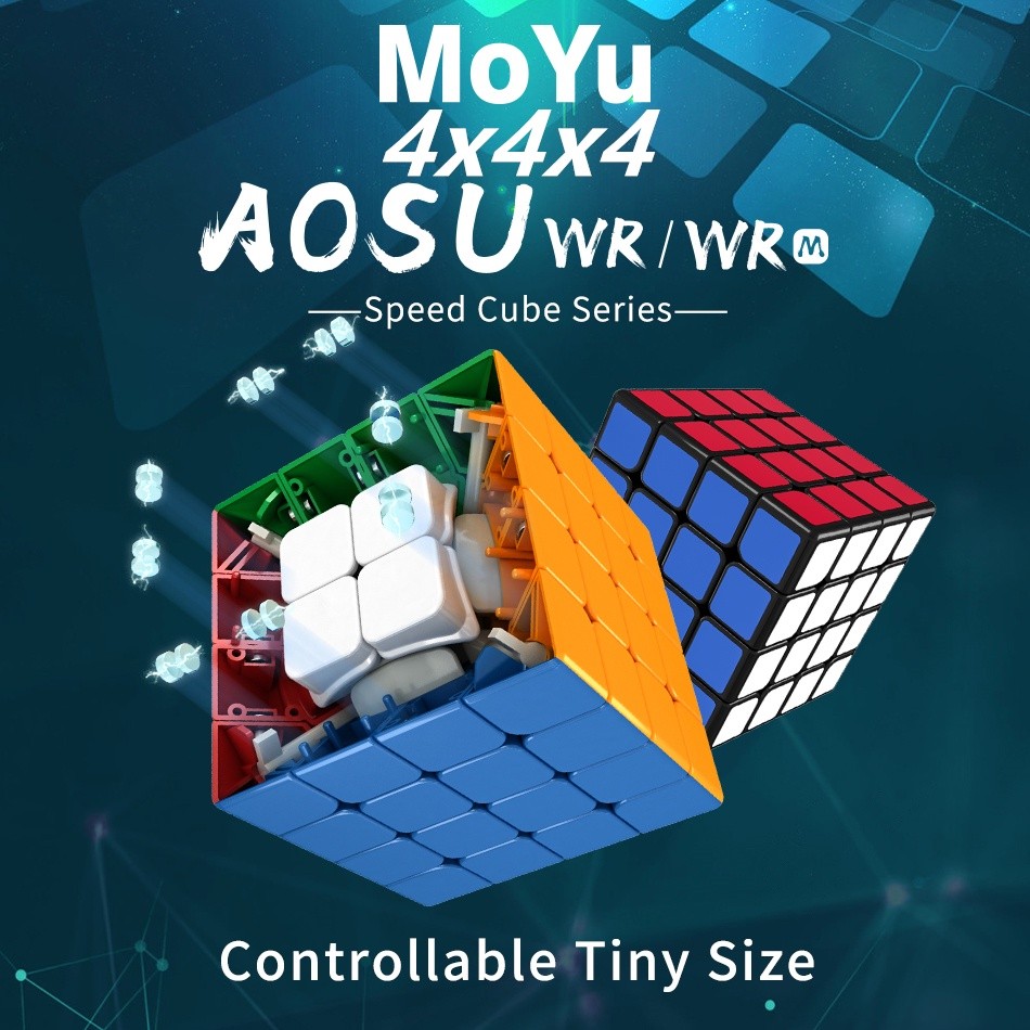 Kubus Ajaib MAGNETIK Moyu Aosu WR M 4x4x4 Kubus Ajaib Kecepatan 4x4 Kompetisi Teka-teki Kubus Ajaib 