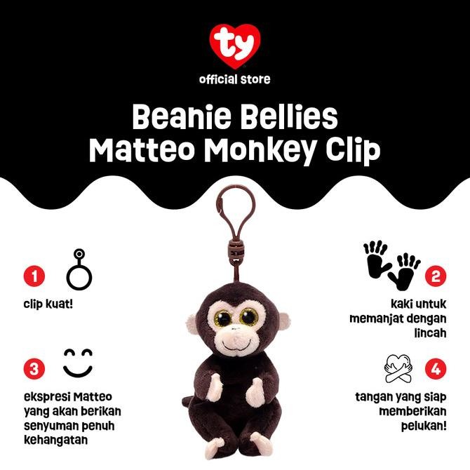 Tersedia TY Beanie Bellies Matteo Monkey Keychain - Gantungan Kunci Boneka