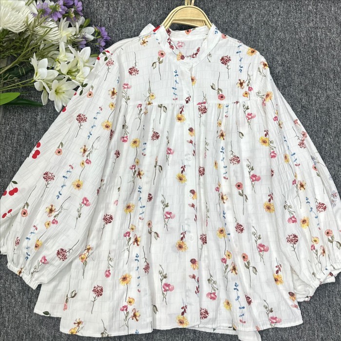 Blouse Crinkle Motif Bunga JISOO Blouse Crinkle