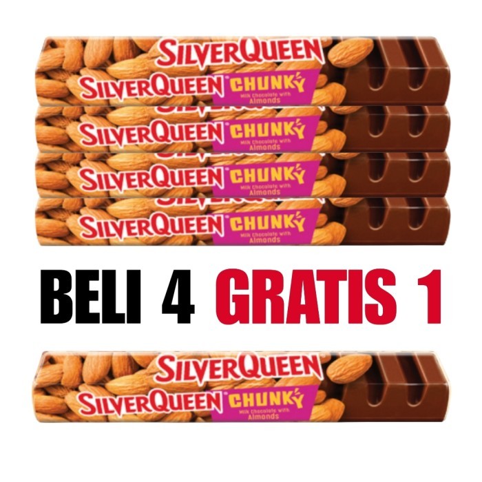 

SilverQueen Beli 4 Gratis 1 Chunky Bar Chocolate Almond 30 g
