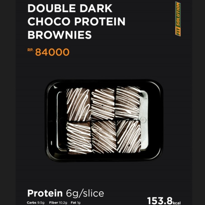 

Low Cal Double Dark Choco Protein Brownies. Healthy Diet Snack