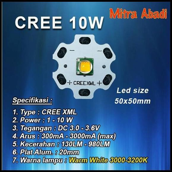 HPL CREE 10W Warm White XML Diameter 20 mm