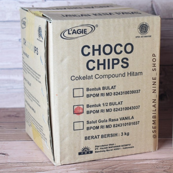 

LAGIE CHOCO CHIPS Dark Setengah 1/2 BULAT 3 Kg Cokelat Compound Hitam