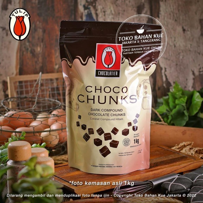 

Tulip Dark Chocolate Compound Choco Chunks 1Kg Cokelat Coklat Potongan