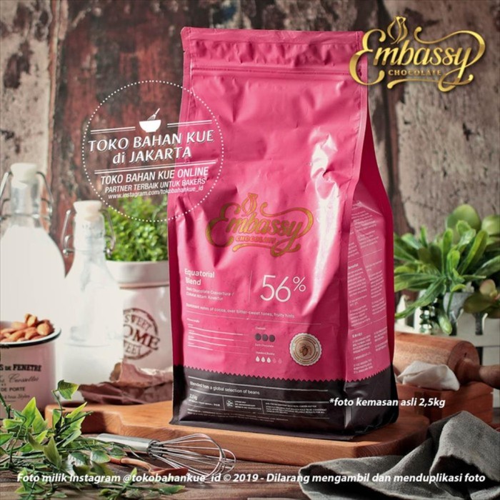 

Embassy Chocolate - Equatorial Blend 56% 250gr Dark Couverture Tulip