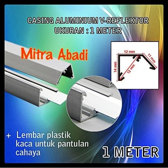 Casing Aluminium for Hard Strip LED Model V-Reflektor Ukuran 1 meter