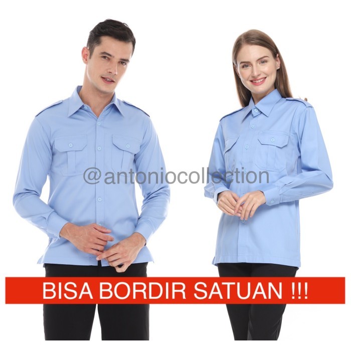 Baju PDL Biru Muda / Kemeja PDH / Baju PNS / Baju Lapangan Biru Langit