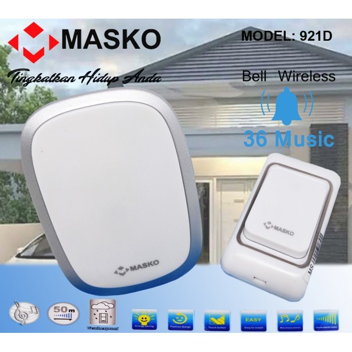 Terbaru Bel Pintu 36 Musik Wireless / Bell Rumah /Door Tanpa Kabel Masko