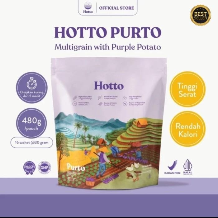 

Hotto Purto Multigrain Pouch Isi 16 Sachet With Purple Potato Terlaris 100 % Original