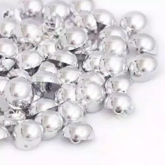 Kancing Jamur Silver Diameter 15mm-Kancing Jamur Putih 100pcs