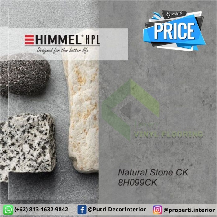 TERBARU HPL Himmel type 8H099CK - Natural Stone uk. 1,22m x 2,44m tebal 0,8mm