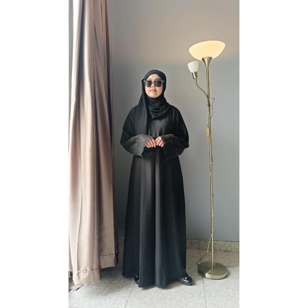 Terlaris Abaya Raline - Abaya Putih Hitam Polos - Abaya Turki -Dress Muslimah Remaja Kekinian Terbar