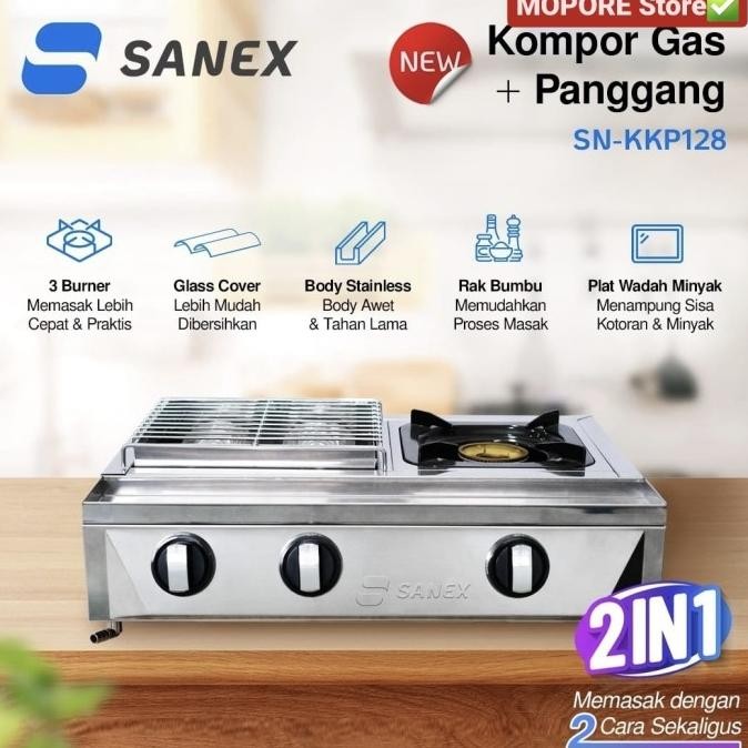KOMPOR GAS SANEX 2 TUNGKU 2IN1(PANGGANGAN DAN KOMPOR)