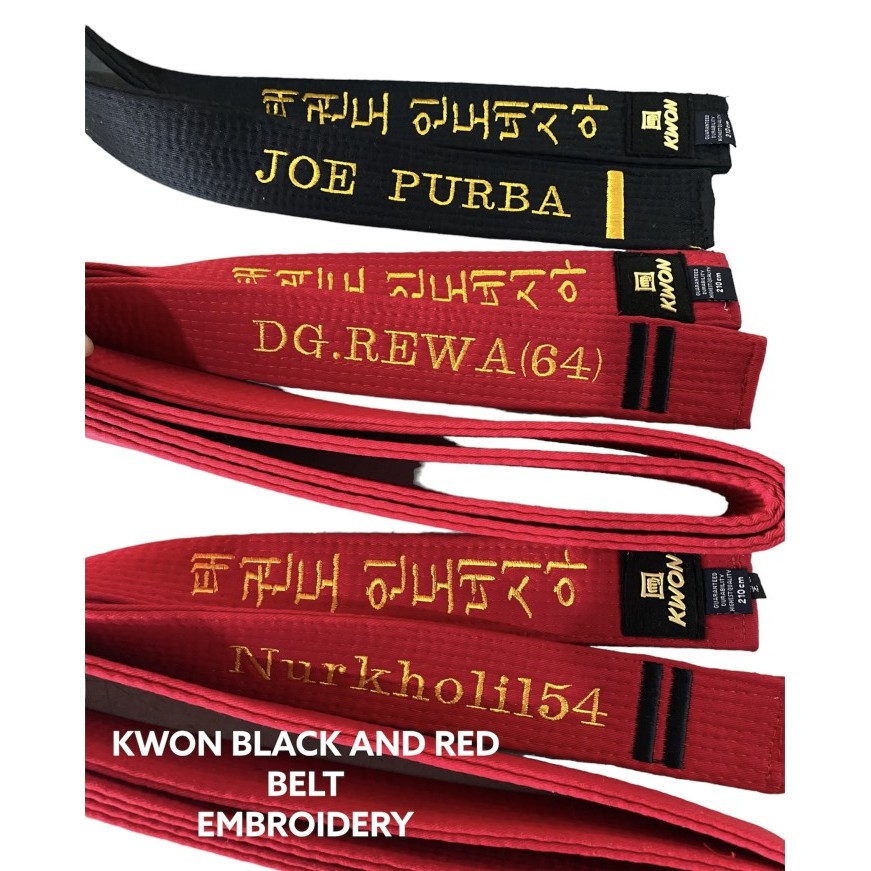 SABUK MERAH TAEKWONDO MERK KWON-BORDIR