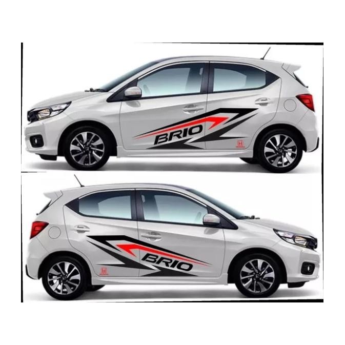 Cutting Stiker Mobil Brio Stiker Mobil Honda Brio Stiker Striping Mobil Honda Brio - Putih