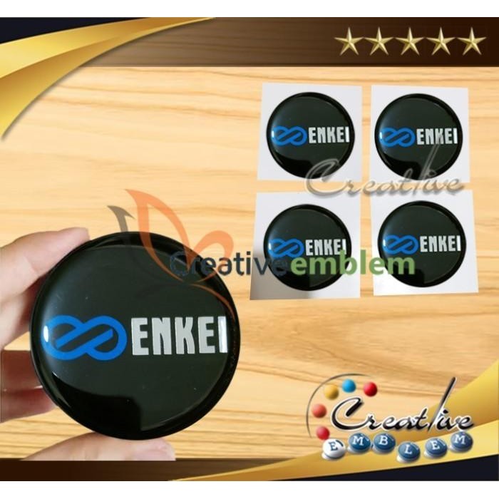 StickerTimbulTutupDopVelgEnkei Logo Biru 10,5 Cm 4Pcs Terbaru 100 % Original
