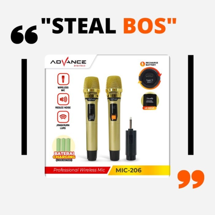 advance mic wireless 206 microphone double wireless+receiver advance