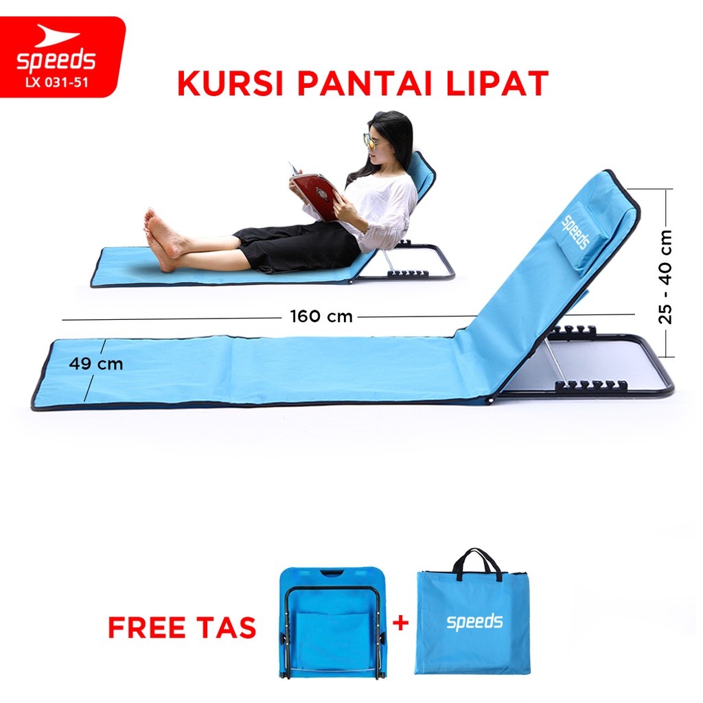 SPEEDS Kursi Lesehan Pantai Lipat Portabel Kursi Lantai Santai Multifungsi Foldabel LX 031-51