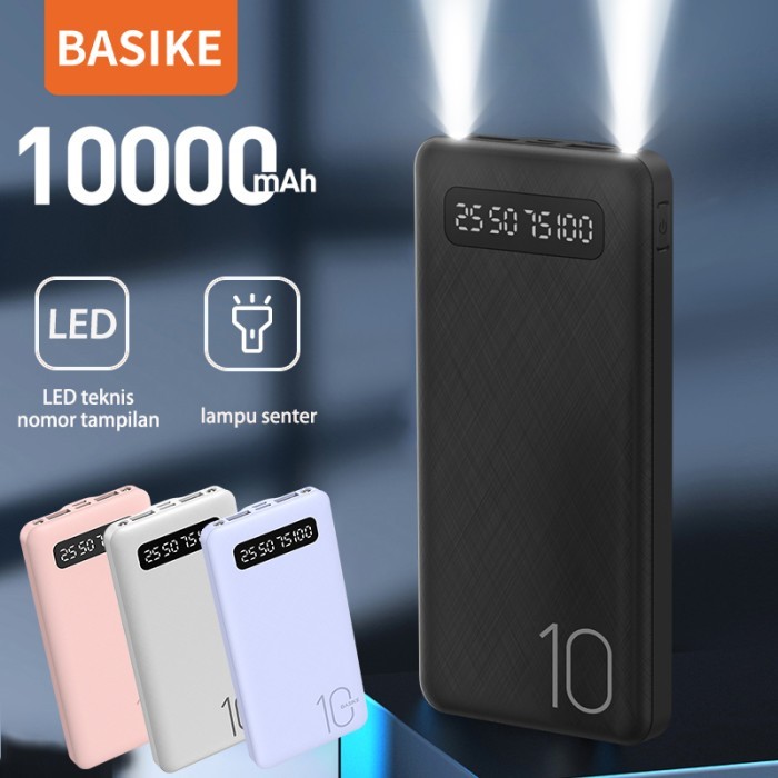 BASIKE 10000mah Powerbank Bola lampu LED ganda Keluaran USB ganda