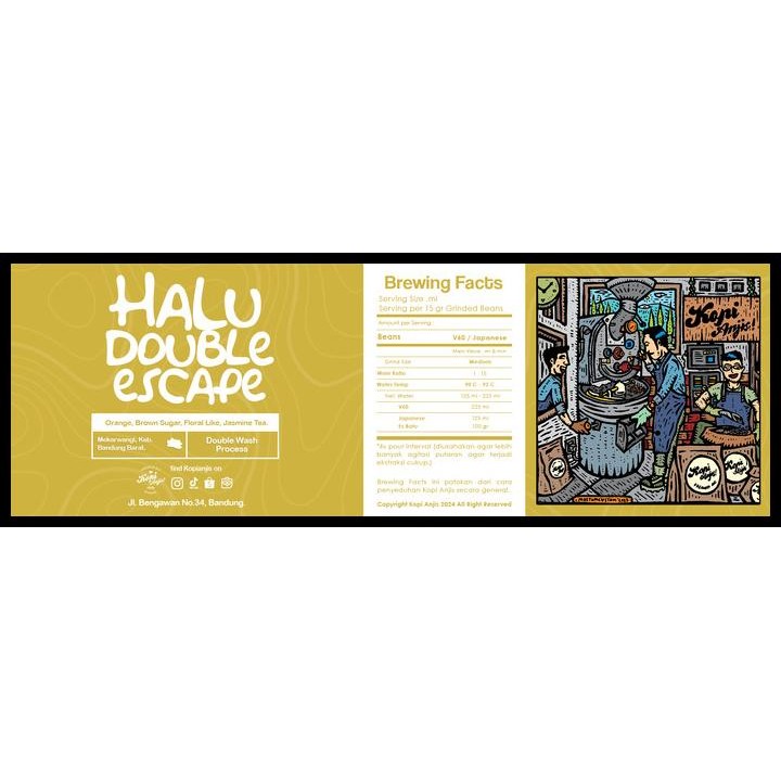 

Biji Kopi Arabika Halu Double Escape 200 Gram - Specialty Roast Beans (Mekarwangi Double Wash) Original Best Quality