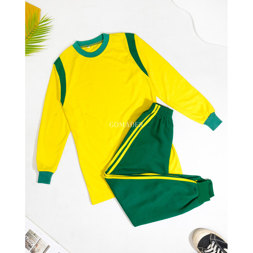 TERBARU Setelan baju olahraga anak Tk/Sd kuning kenari