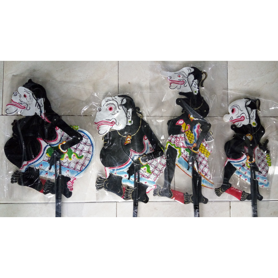wayang kulit punokawan hitam ( 1 set )
