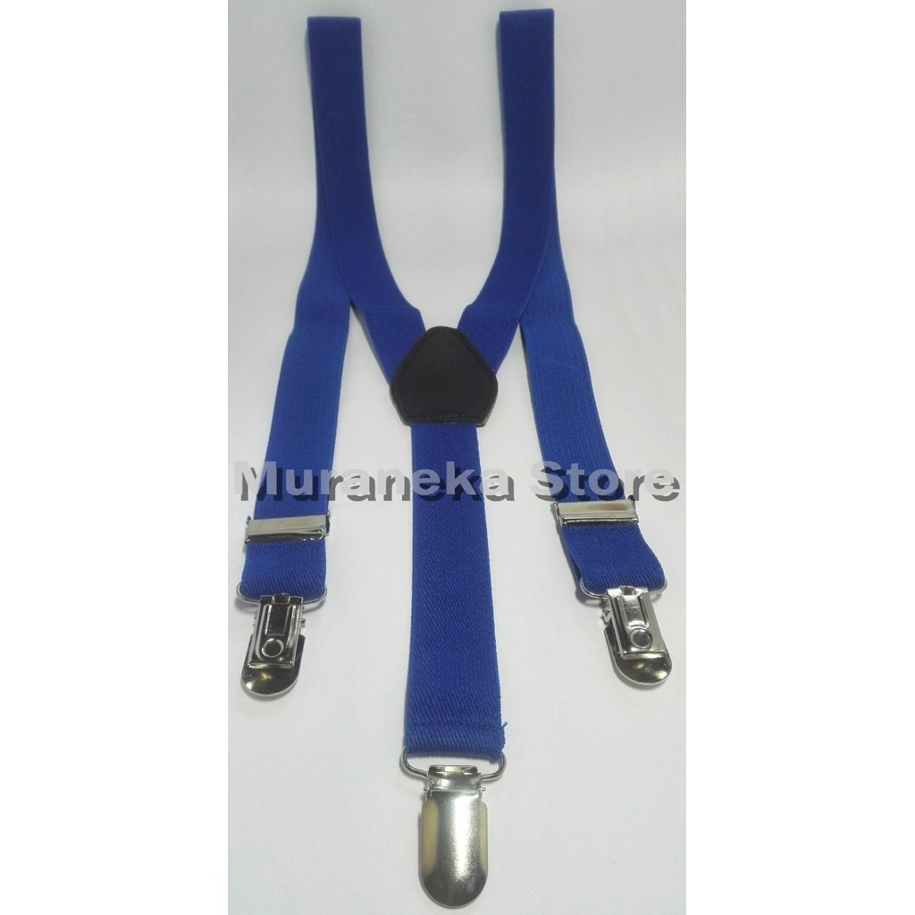 Bretel Suspender Biru Baju Dewasa Polos Tali Kodok Jojon Jeans Denim