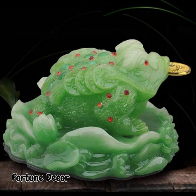 Patung kodok emas hoki , pajangan meja fengshui bahan kuningan