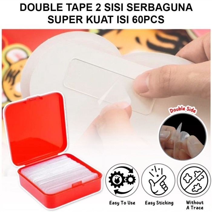 

TAPE GEL 60 Sticker Double Tape Gel 2 Sisi 1 Box Isi 60 Isolasi Bening
