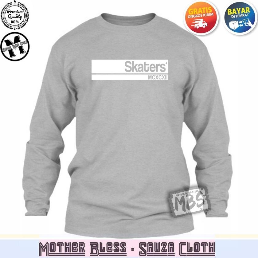 ORIGINAL Kaos Distro T-Shirt Lengan Panjang Pria Dan Wanita 01 LOGO SKATERS White 100% Quality - Pre