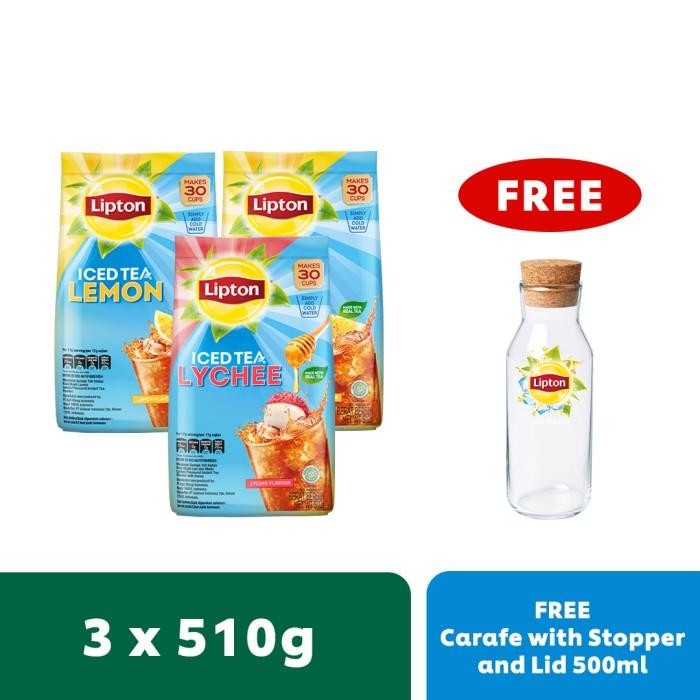 

Special Bundle Lipton Ice Tea Mix Lemon & Lychee 510G Free Carafe Terbaru 100 % Original