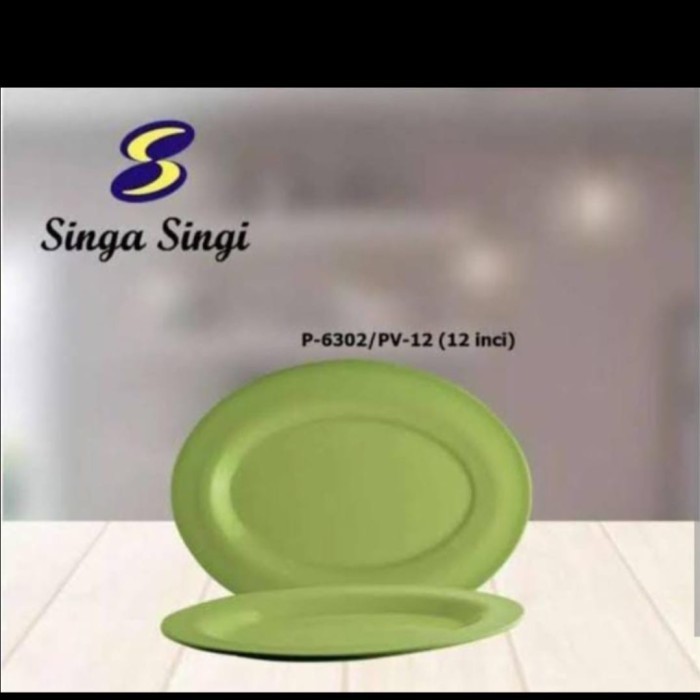 Piring Oval LODOR Melamin 10 inch / Piring Saji Makanan Hijau Panjang